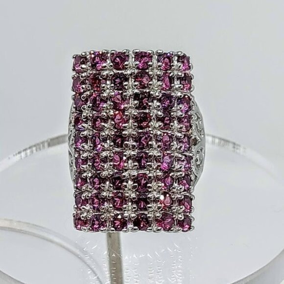 Unheated Natural Pink Rhodolite Garnet‎ 2.5mm 925 Sterling Silver Ring Size 6.5 - Picture 11 of 11